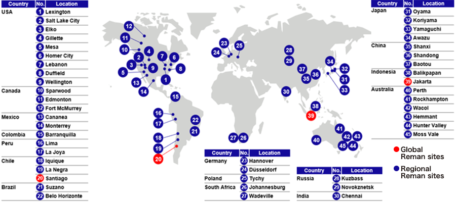 Reman factories and centers map