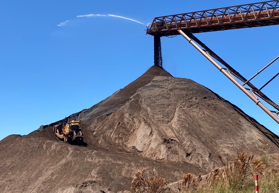 Remote-controlled bulldozer performing stockpile operations at the introduced mine